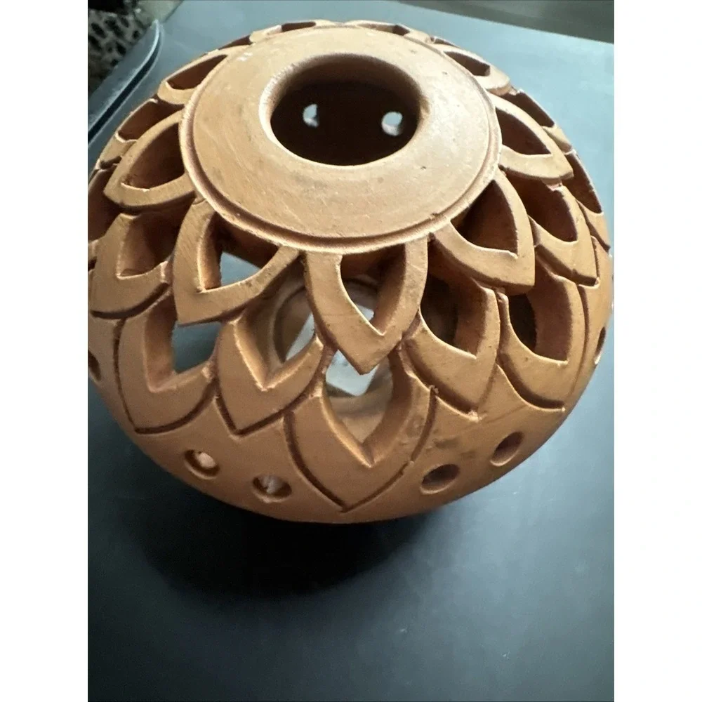 NEW Ten Thousand Villages Shadow Magic Votive Holder Terracotta Handmade Banglad